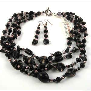 SB-Bijoux Exotic Black-Bronze Beaded Necklace Set